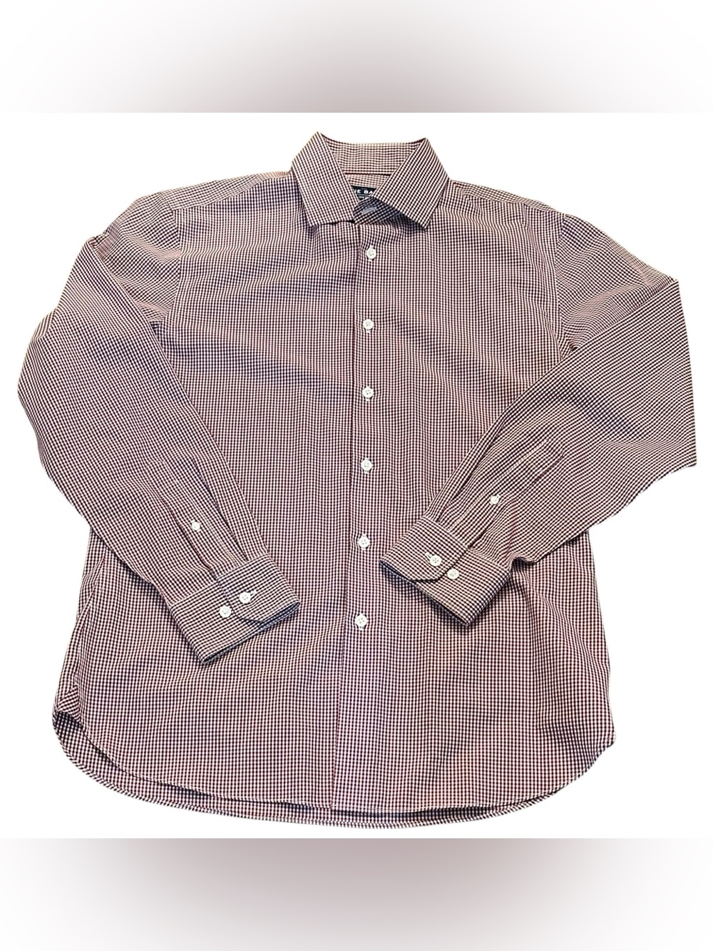 The Tie Bar Long Sleeve Cotton Button Up - Mens 15 1/2 - Burgundy Gingham